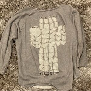Distressed Cross Grey Sweatshirt